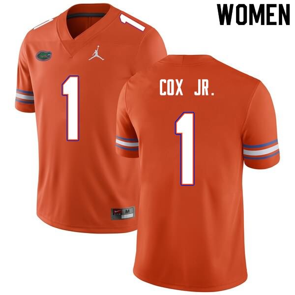 Women's NCAA Florida Gators Brenton Cox Jr. #1 Stitched Authentic Nike Orange College Football Jersey KEU8165WC